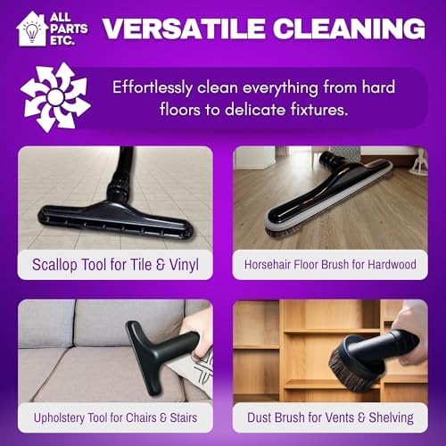 Commercial Backpack Vacuum Attachment Kit 1 1/2" - Compatible with ProTeam, Tennant, Sandia, Powr-Flite & More - with Aluminum S-Wand, Hard Floor Tool, Crevice Tool, Dust & Upholstery Brush 7-Pack - Image 7