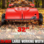EWORK Push Lawn Sweeper 32-Inch with 4.5 cu.ft. Hopper Bag for Yard Clean - Image 2