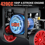 4400PSI Gas Pressure Washer with Hose Reel, One-Button Start 420cc 15HP 4-Cycle Engine, 4.0 GPM Heavy Duty Power Washer with 50FT 3/8" Hose, Spray Gun & Wand, 5 Quick Connect Nozzles - Image 3