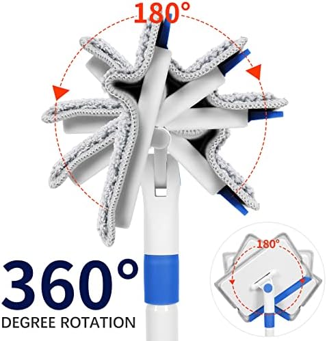 Baseboard Cleaner Tool with Handle, Wall Cleaner with Extendable Long Handle ,Door Frame Cleaning Tool Including 4 Reusable Cleaning Pads. Quick Clean Baseboard Cleaning, Ceiling and Wall. - Image 5