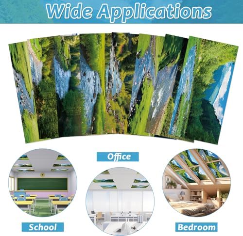 8 Pack Fluorescent Light Covers with 80 Magnets Decorative for Classroom Ceiling Light 4 x 2 Ft Magnetic Light Covers Filter Easy Install for Office School Hospital Drop Ceiling Supply(Mountain River) - Image 3