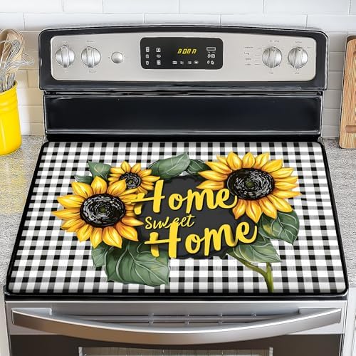 Stove Top Cover for Electric Stove,Glass Stove Top Cover, Heat Resistant Glass Cooktop Cover, Stovetop Protector, Kitchen Decor, Dish Drying Mats Cover for Ceramic Washer Top 28.5x20.5 inch by GIVEYOUTHEBEST
