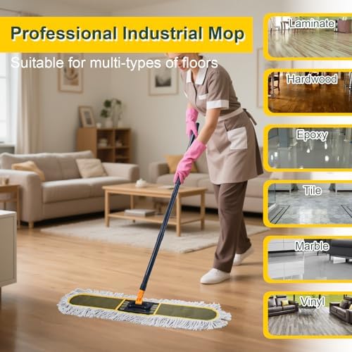 24" Commercial Dust Mop with 2 Replacement Mop Pads, 60.5 Inch - Image 6