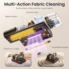 HEAPETS Mattress Vacuum Cleaner, 16Kpa Bed Vacuum with 275nm UV-C Light & 149℉ Heat & Ultrasonic, Dual High-Speed Roller Brushes & H13 HEPA Filter for Pet Hair, Bed, Sofa, Couch, Corded Black - Image 5