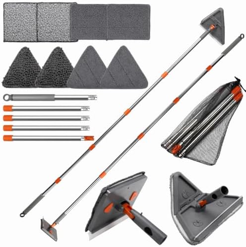 Baseboard Cleaner Tool with Handle, Wall Mop with Squeegee, 8 Pads by sayene