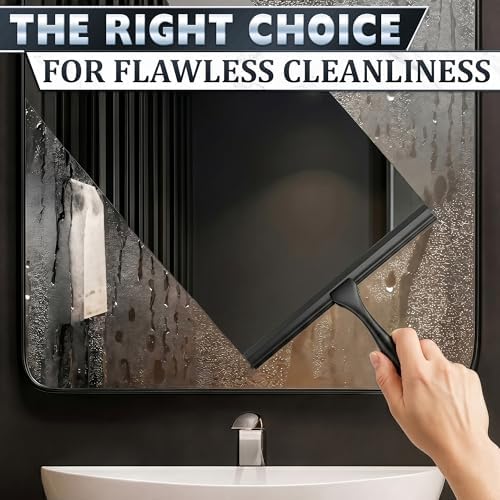 Stainless Steel Shower Squeegee, Glass, Silicone, 10 Inch (Black) - Image 4