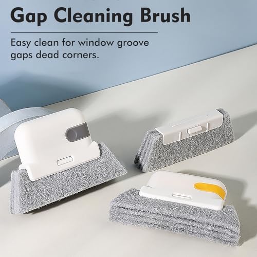 Window Cleaning Brush,Multifucation Groove Cleaning Brush for Household Use, 3 in 1 Window Sliding Door Track Cleaner, Sill, Tile Lines, Shutter, Car Vents, Keyboard, Small Spaces Clean Kit - Image 3