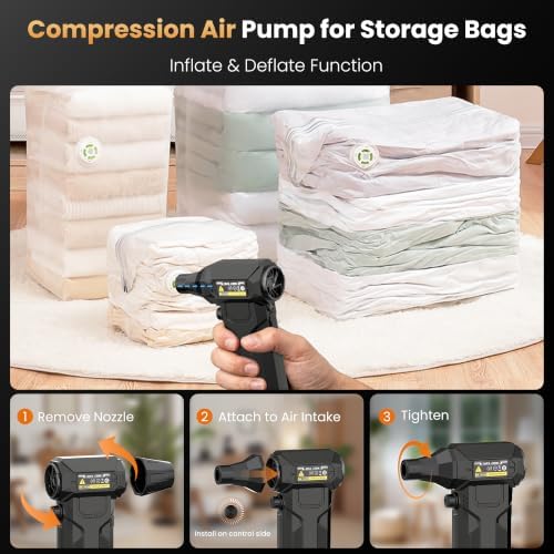 Compressed Air Duster, Stepless Speed Dial, Powerful Airflow, 130,000 RPM Rechargeable Air Blower for PC, Keyboard, Computer, Home, Car Interior, Electronics,6 Cleaning Nozzles, Compact 0.5lb (FE-J35) - Image 6