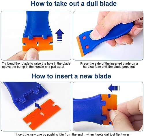 Plastic Razor Blade Scraper Tool, 6 Pcs Razor Scraper with 60 Pcs Plastic Blades, Cleaning Scraper Remover for Removal Floor Stove Scraping Labels and Decals Sticker on Car Window Glass - Image 4
