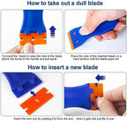 Plastic Razor Blade Scraper Tool, 6 Pcs Razor Scraper with 60 Pcs Plastic Blades, Cleaning Scraper Remover for Removal Floor Stove Scraping Labels and Decals Sticker on Car Window Glass - Image 4