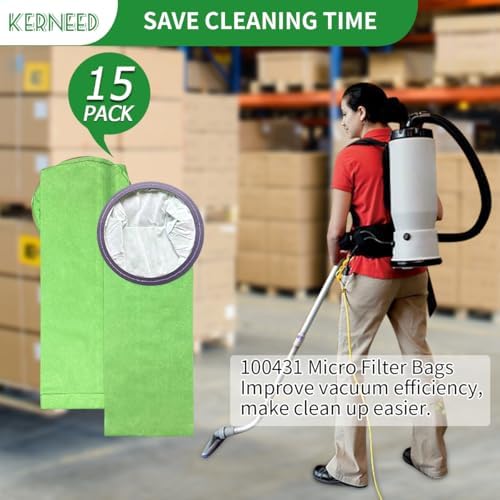 15 Pack 100431 Micro Filter Bags Replacement for ProTeam 6 Quart Backpack Vacuum: Super QuarterVac, QuietPro BP, AviationVac, ProVac BP, Replace Part #100431 Open Cirular Collar - Image 4