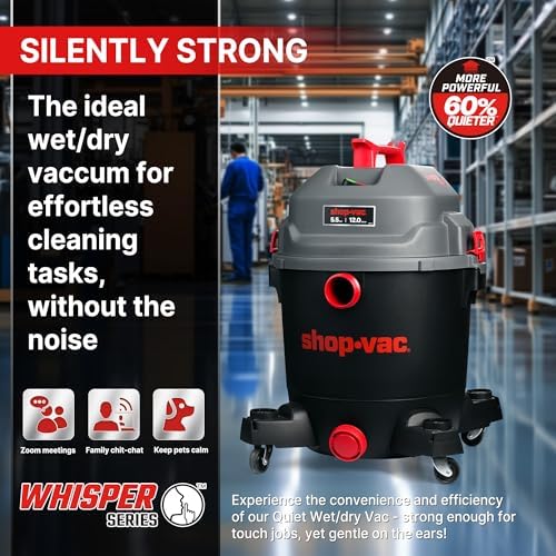 Shop-Vac 5430098 Ultra Quiet Wet/Dry Vacuum, 12 Gallon, 5.5 Peak HP - Image 4