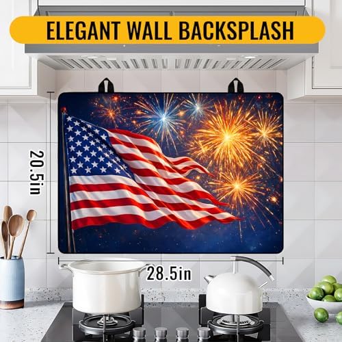 NYZE American Flag Stove Cover 4th of July Stove Top Cover for Electric Stove Fireworks Decorative Flat Top Protector for Kitchen Counter 28x20 Inch - Image 2