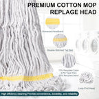 Commercial Industrial Mop,59" Handle,3 Extra Large White Replacement Heads - Image 6