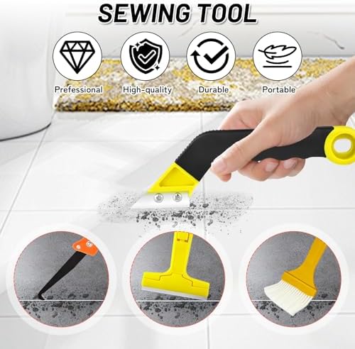 18pcs Grout Removal Tool with Upgraded Handle Removal Tool with Cleaning Brush Effortless Tile Grout Cleaner for Bathroom, Shower, Floor Repair - Image 4
