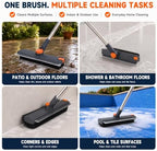 Floor Scrub Brush with Long Handle, 3-in-1 with Squeegee & Stiff Bristles - Image 5
