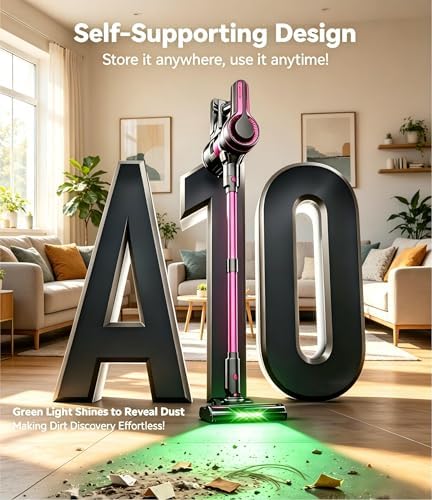 Cordless Vacuum Cleaner for Home,600W 35KPA 60Mins(Fuchsia) - Image 3