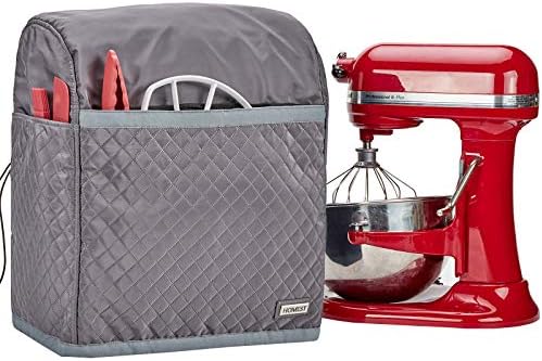 HOMEST Stand Mixer Quilted Dust Cover with Pockets Compatible with KitchenAid 6/7/8 Quart Bowl Lift, Grey (Patent Design) by HOMEST