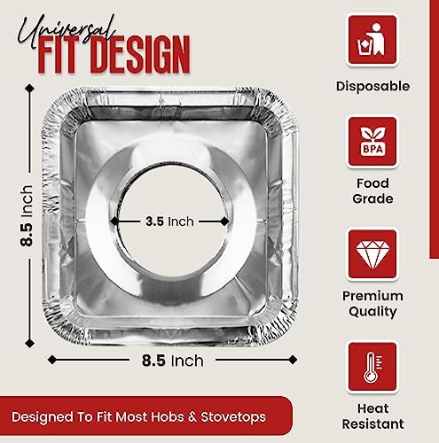 Aluminium Gas Stove Burner Covers (50 Pack) - Disposable Gas Stove Cover Liners, Heat-Resistant Gas Stove Top Covers for Gas Burners and Stove Covers for Gas Stove Top the Perfect Kitchen Accessories - Image 4