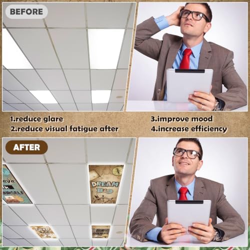 8Pcs Classroom Fluorescent Magnetic Light Covers,2x4 FT Vintage Travel Map - Image 5