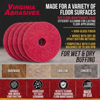 Red Floor Maintenance Pads, Buffing, Scrubbing & Polishing, 20", 5 Pack - Image 3
