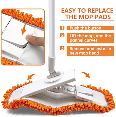 Dust Mop with Washable Microfiber Pad - Dry & Wet Floor Mop Featuring Built-in Scouring Pad for Hardwood, Laminate, Tile, Marble - Image 3