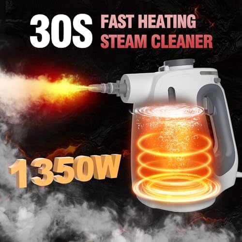 Spurgehom 1350W Handheld Steam Cleaner with 15-Pc Accessories(including mop) & 550ML Tank – 3Bar Dirty-Free Steamer for Floors, Cars, Upholstery, and Multi-Surface Home Cleaning - Image 2