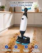 17" Commercial Floor Scrubber Machine Cordless with Magnetic Dual Brush, 360°Rotation Multi-Purpose Industrial Floor Scrubber with Suction Suitable for Office Gym Kitchen Supermarket Warehouse - Image 4