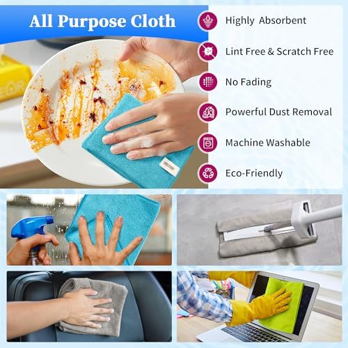 FIXSMITH Microfiber Cleaning Cloth - Pack of 24, Multi-Functional Towels, Size: 12 x 16 in, Highly Absorbent Rags, Lint-Free, Streak-Free for Car, Kitchen, Home, Office - Image 4