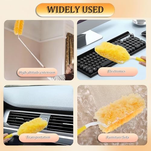 Duster Refills Compatible with Swiffer Duster, 360 Heavy Duty Multi Surface Duster Replacement with 1 Short Handle and 3FT Extenda Handle for Cleaning Furniture, Blind, Ceiling Fans(yellow-360-20pack) - Image 6