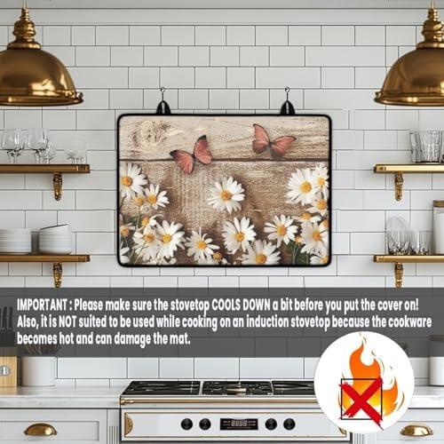Daisies Butterfly Stove Top Cover for Electric Stoves - Image 4
