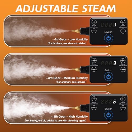 Timing Steam Cleaner Handheld Steamer for Cleaning Grout Tile Car Detailing Pressurized Steam Cleaner with Brush Heads for Home Kitchen Bathroom (White) - Image 4