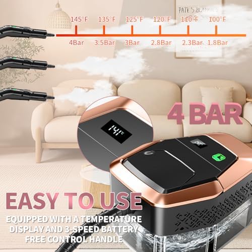 Steam Cleaner for Home & Car, 3-Level Adjustable Steamer for Cleaning with Temp Display,15s Fast Heat,1.8L Large Tank, 4Bar Powerful Steam for Grout,Grease,Tile,Couch,Toilet, Car Detailing,Windows - Image 3