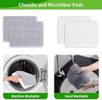 Baseboard Cleaner Tool with Handle, 3 in 1 Wall Cleaner Mop with Long Handle, 360° Rotatable Wall Mop with 4 Replacement Microfiber Chenille Pads for Wall Floor Baseboards Cleaning - Image 5