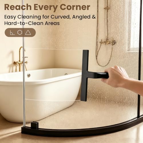 10 Inch Silicone Shower Squeegee for Glass Doors, Streak-Free, Black - Image 6