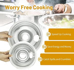4-Piece Drip Pans Set - Compatible with GE Stoves - Chrome Finish Electric Stove Burner Drip Pans - 2 x 6inch, 2 x 8inch Stove Drip Pans - GE Stove Drip - Image 6