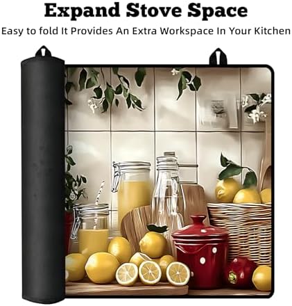 Stove Top Covers for Electric Stove: 30''×21'' Stove Mat Protective Cooktop Cover Expands Counter Area, Kitchen (Lemon) - Image 6