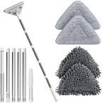 Wall Cleaner Mop with Long Handle, 75-Inch Wall Duster and Baseboard Cleaner Tool, 360° Rotating Triangle Head with 4 Microfiber and Chenille Pads for Walls, Ceilings, Windows and Floors by Unknown