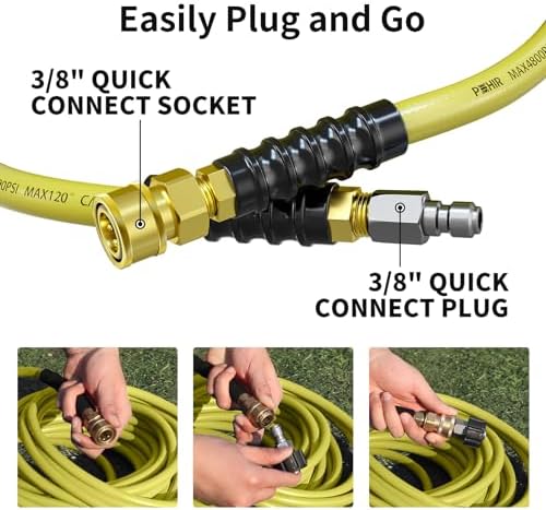 POHIR 100ft Pressure Washer Hose 3/8" 4800 PSI with 3/8 Quick Connect - Image 5