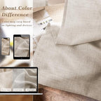 Tan Beige Linen 92 Inch Curtains 2 Panels with Rod Pocket Hook Belt - Image 7