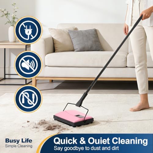 Yocada Manual Carpet Sweeper Cleaner Household Sweeper with Extra Brush - Image 5