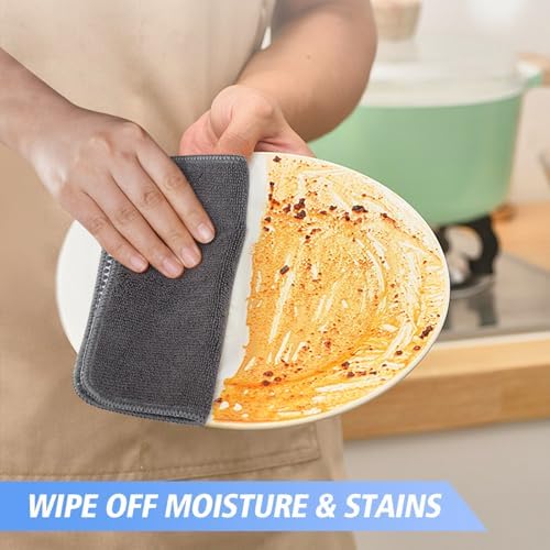 KinHwa Dish Cloths for Washing Dishes with Scrub Side, Microfiber Dish Rags - Image 4