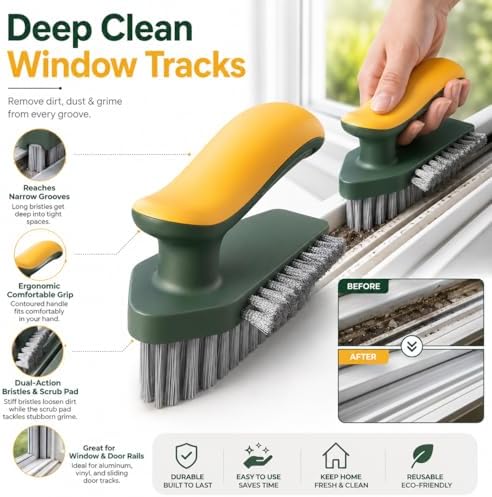 Window Track Cleaner, Gap Brush Groove Cleaner, Window Track Cleaning Tool, Gap Cleaning Brush Small Spaces, Sliding Door Track Cleaner, Window Brush, Shower Track Cleaning Brush, Window Cleaner Tool - Image 3