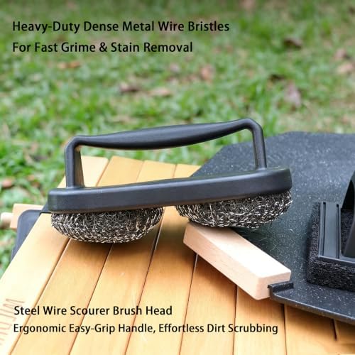 Wire Grill Brush, BBQ Scrub Brush with Double U Handle, Multipurpose Scrub Tool for Cast Iron Skillets Griddles and Oven Racks, Black - Image 6