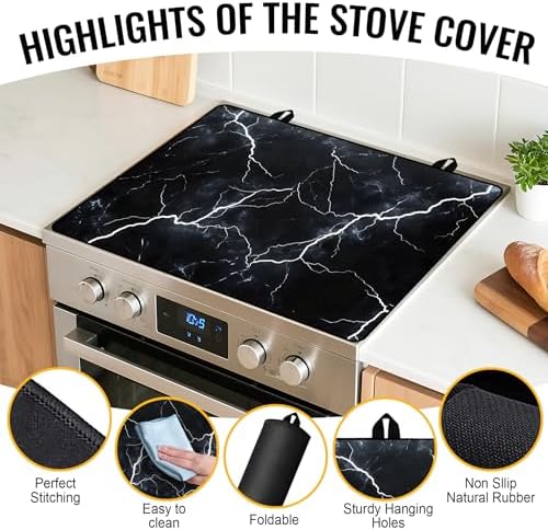 Stove Top Cover for Electric Stove,Glass Stove Top Cover, Heat Resistant Glass Cooktop Cover, Stovetop Protector, Kitchen Decor, Dish Drying Mats Cover for Ceramic Washer Top 28.5x20.5 inch - Image 6
