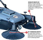 Tomahawk Industrial 38" Walk Behind Push Sweeper with Triple Power Side Brooms Floor Cleaning of Dust Litter Grass - Image 4