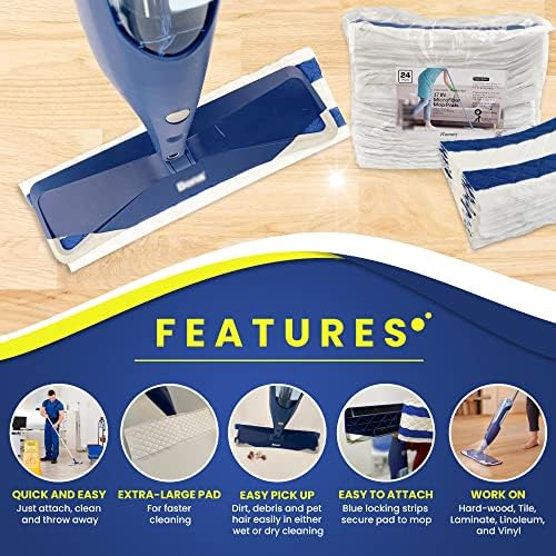 24-Pack Disposable Microfiber Pads for 16-18" Flat Mop, for Bona/Rubbermaid - Image 3