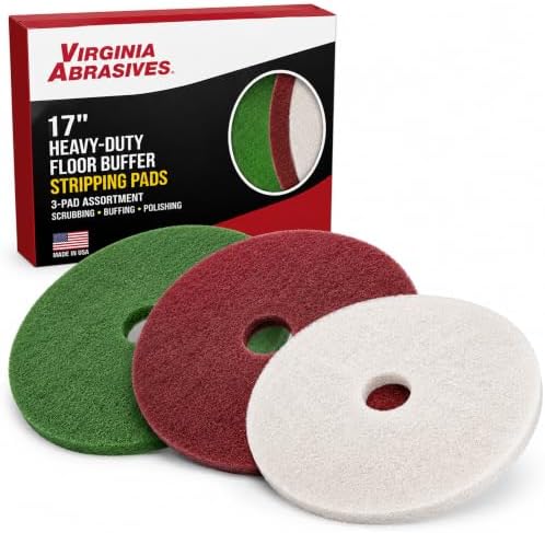 Floor Maintenance Pad Set, Green Red White, 17" - 3 Pack by VirginiaAbrasives