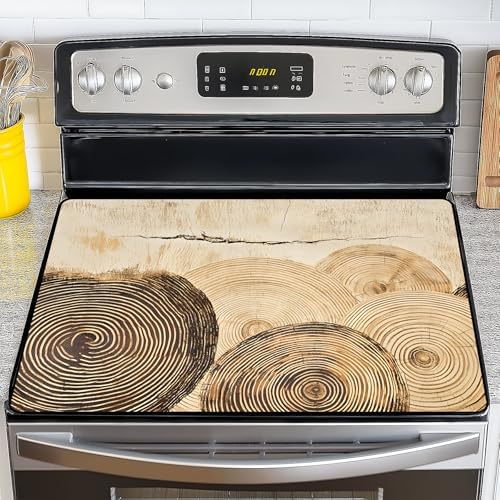 NYZE Stove Top Covers for Electric Stove for Kitchen (Wood Grain Rings) by GIVEYOUTHEBEST