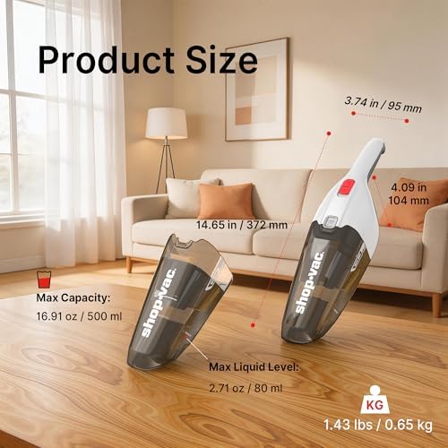 Shop-Vac Wet/Dry Handheld Vacuum Cordless, Wall-Mounted Hand Vac, White - Image 3